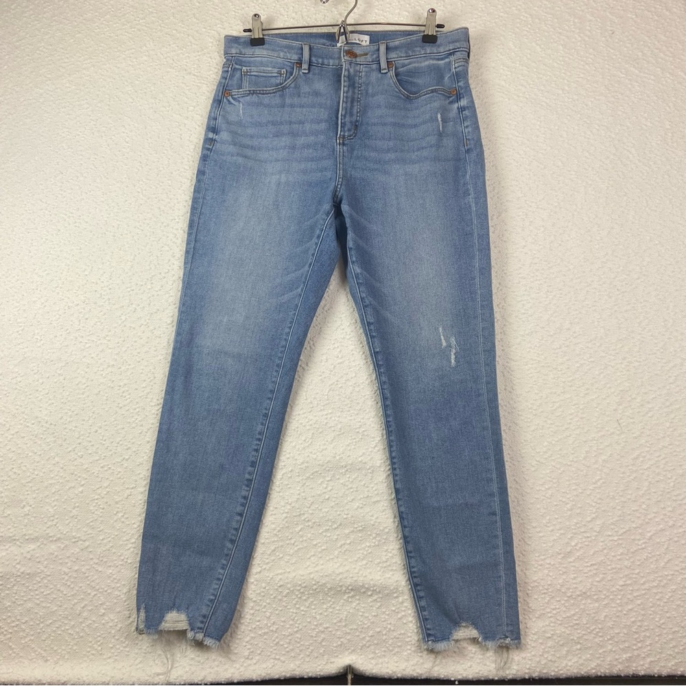 LOFT Light Blue High Waist Skinny distressed Jeans. Size 10.